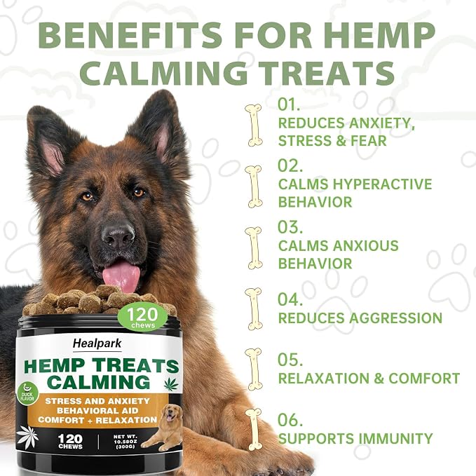 Hemp Calming Chews for Dogs with Anxiety and Stress, Valerian