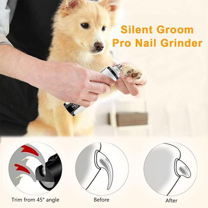 2026 Upgraded Silent Groom Pro Nail Grinder, 3-Speed Cordless with 2 Grinding Wheels