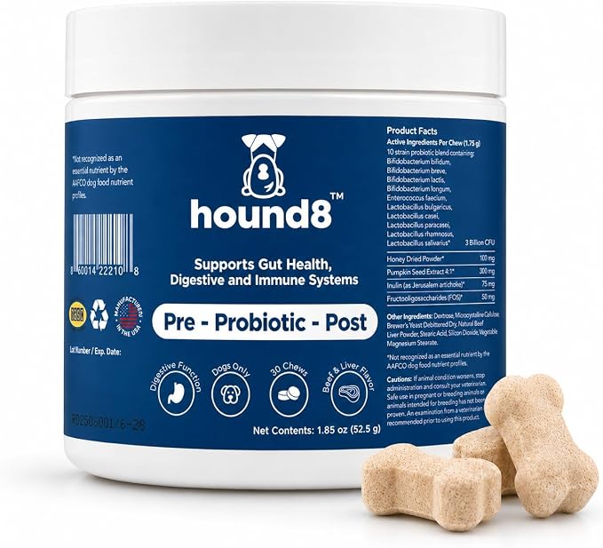 Probiotics for Dogs - Dog Probiotics Chews 10 Strain 3 Billion CFUs, Pre & Postbiotics for Gut Health - Supports Occasional Diarrhea, Immunity, Energy and Skin & Coat - Beef Flavor, 30 Chews