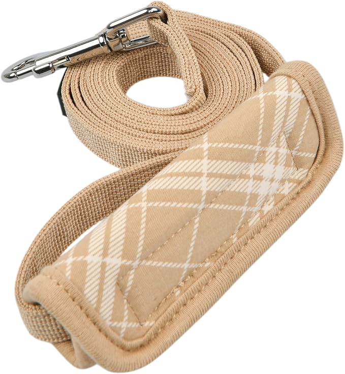 Puppia Cowin Dog Leash Checkered Pattern for Small and Medium Dog, Beige, Large