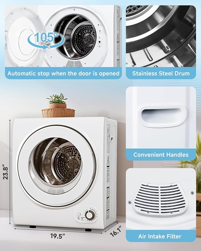 Feelfunn 850W Portable Clothes Dryer with 4 Automatic Drying Modes