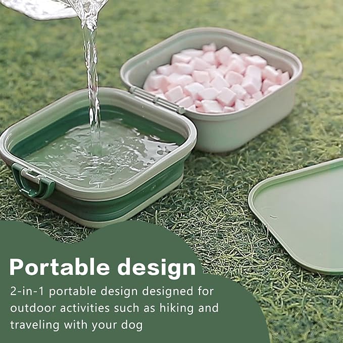 Collapsible Dog Water Bowl, 2-in-1 with Lid