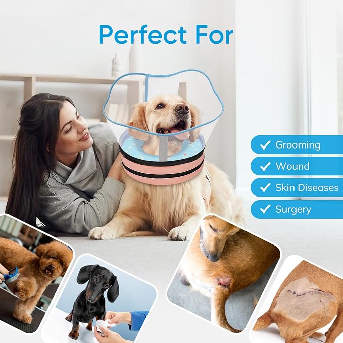 Supet Sponge Dog Cone Collar Stop Licking After Surgery, Dog Donut Collar | Adjustable Dog Recovery Collar Alternative, Detachable Shield, Soft, Comfy Cone, Neck Pillow for Large Dogs