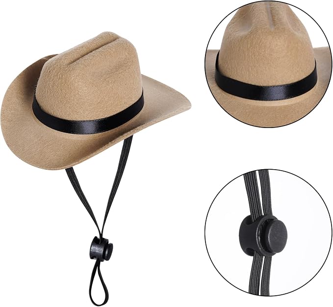 choyaxo Dog Halloween Costumes Pet Cowboy Costume for Dogs Cat Cowboy Hat with Bandana, Cowboy hat:5*6*2inch/ 13*15*5cm, it has a chin strap that make it suitable for most pet. Bandana is 21.5*21.5inch/45*45cm, can be folded for your dog or cat., Khaki
