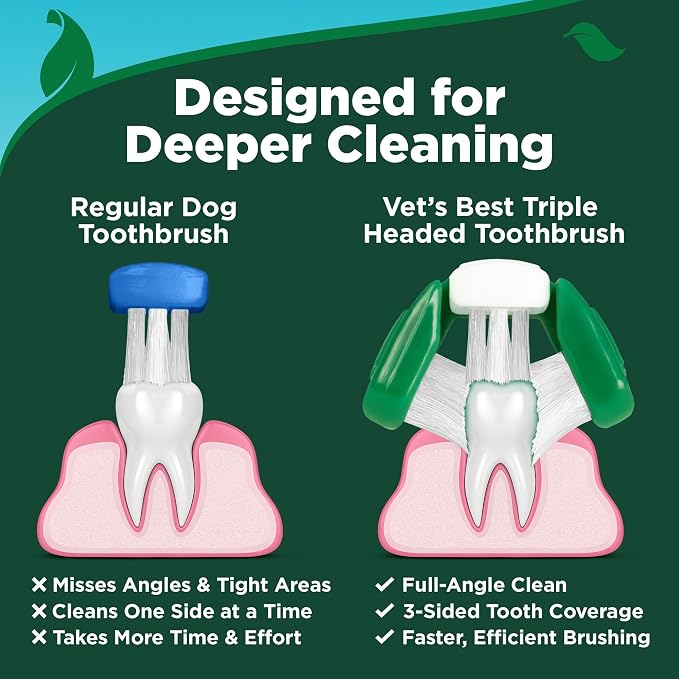 Vet's Best Dog Toothpaste & Toothbrush Dental Care Kit, With Brush 3.5 oz | Enzymatic Toothpaste for Dogs, Toothbrush & Finger Brush Included, Helps Remove Plaque & Freshen Dog Breath, Vet Formulated