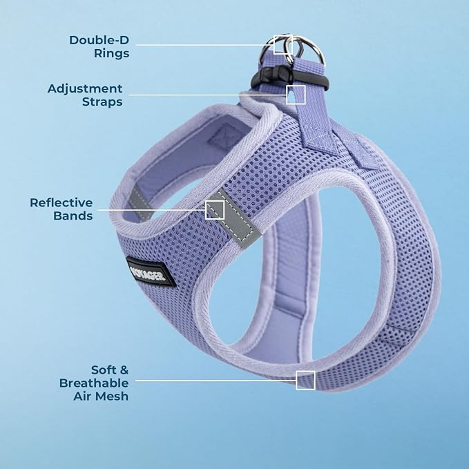 Voyager Step-in Air Dog Vest Harness - Lavender, XX-Small | 12 - 13.5" in Chest, Reflective Bands, All Weather Breathable Air Mesh, Cats Compatible, Lightweight, Fast Drying