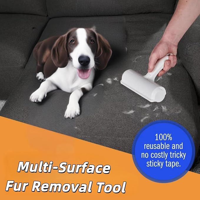 Roller Pet Hair Removal Tool，Reusable Lint Roller - Cat and Dog Hair Remover for Furniture，Dog Brush for Shedding，Portable Multi-Surface Fur Removal Tool (Sofas,Carpets,Clothing,Bed Sheet)
