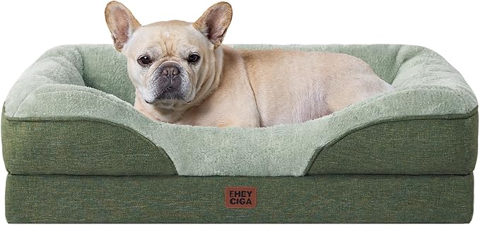 EHEYCIGA Orthopedic Memory Foam Dog Bed - Medium 30x20in, Green