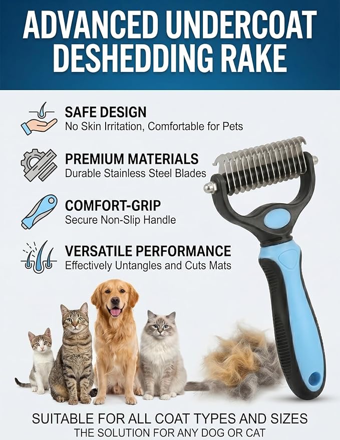 Professional Deshedding Tool for Dogs & Cats, Green