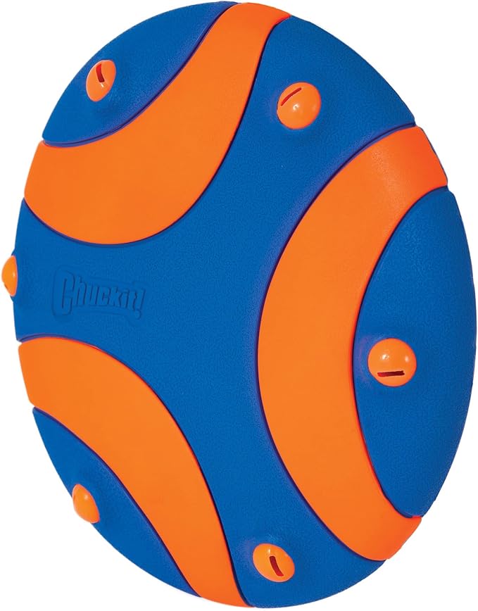 Chuckit! Whistle Flight Fetch Toy, Orange/Blue, for Medium to Large Dogs | Measures 10.6 In x 1.2 In x 11.1 In, for Medium to Large Dogs