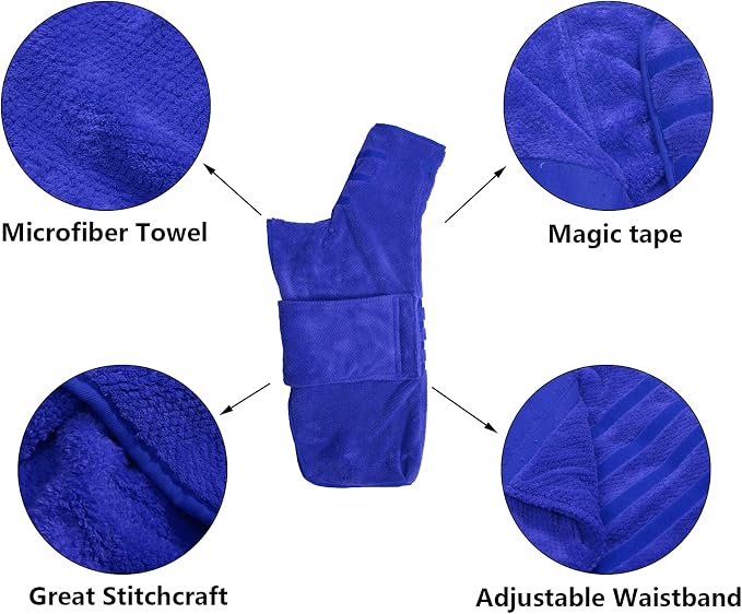 Geyecete Pineapple Grid Fast Drying Super Absorbent Dog Cat Bath Robe Towel - Blue-M