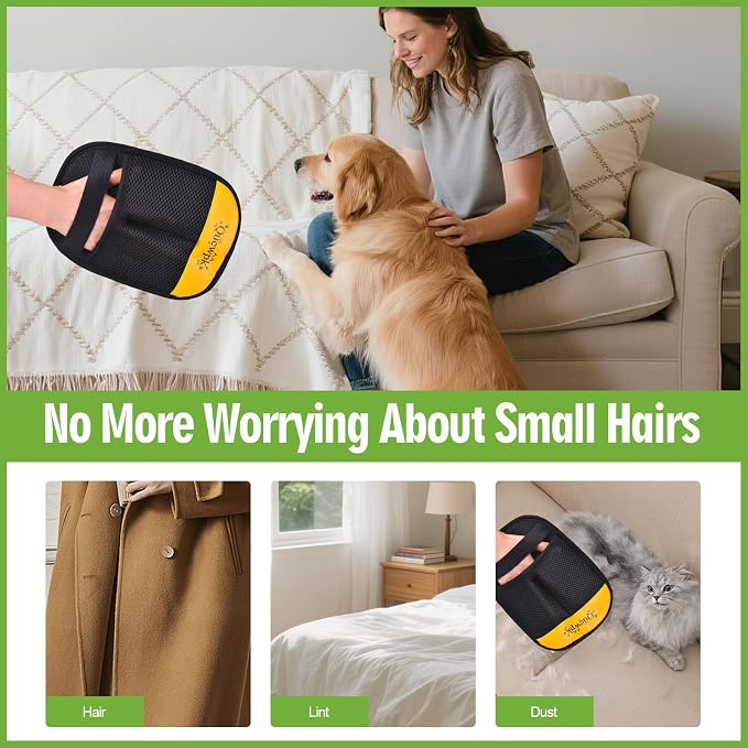 Pet Hair Removal Glove - Reusable Electrostatic Fur Remover for Dogs & Cats | Lint & Hair Remover for Laundry, Clothing, Couch, Carpet, Car Seats