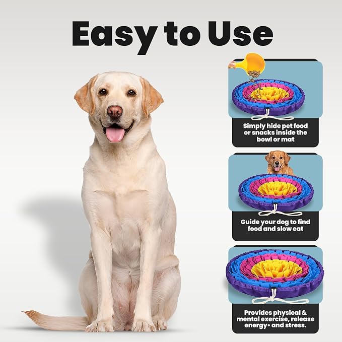 PET ARENA Snuffle Mat Dog Puzzle Feeder for Slow Eating & Brain Training | Promotes healthy habits sensory activities, reduces boredom, supports focus, provides engaging playtime indoors or outdoors.