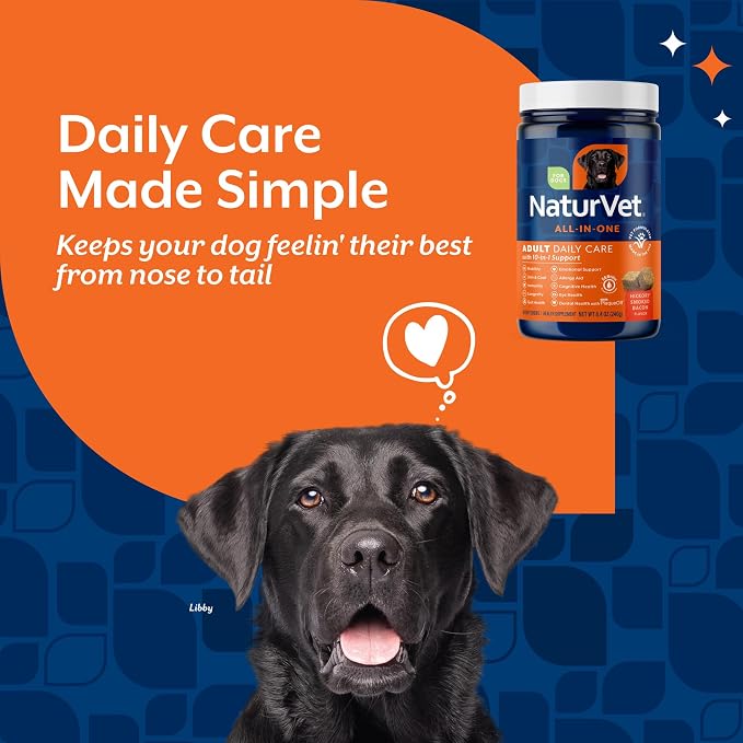 NaturVet All-in-One Adult Dog Daily Care, 10-in-1 Dog Supplement - 60 Count