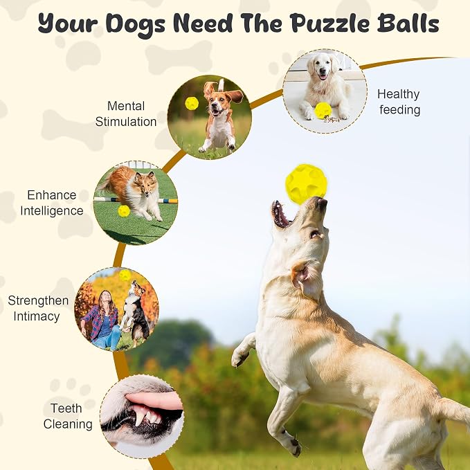 Interactive Dog Puzzle Toys for Boredom, Dog Treat Balls for Large Dogs | Dogs Enrichment Toys to Keep Them Busy, Tough Treat Dispensing Dog Toys, Interactive Dogs Toys for Boredom to Keep Them Busy
