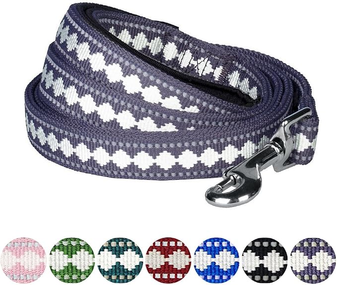Blueberry Pet 3M Reflective Jacquard Dog Leash with Soft & Comfortable Handle, 4 ft x 1", Purple Grey, Large, Leashes for Dogs