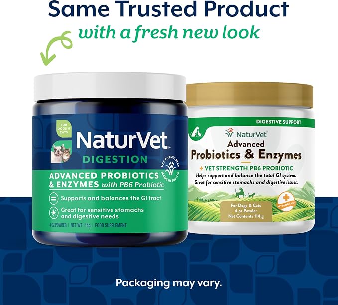 NaturVet Advanced Probiotics & Enzymes Powder for Dogs & Cats - 4oz