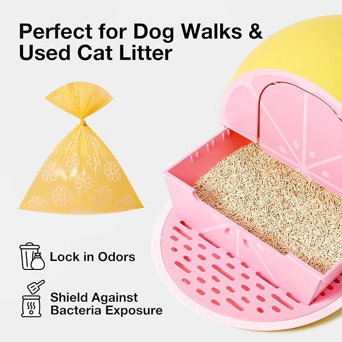 VETRESKA Dog Poop Bag Rolls Daisy Scented Leak-proof Pet Waste Bags Thick and Large Trash Bags for Dog Walking 36 Refill Rolls 540 Bags