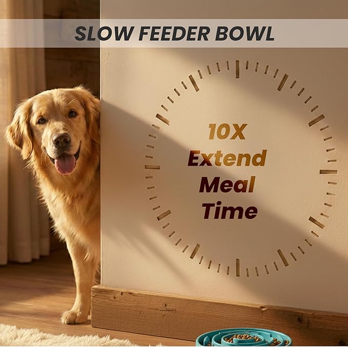 Slow Feeder Dog Bowl for Small, Medium & Large Dogs – Anti-Gulping Puzzle Maze Bowl, Non-Slip Slow Eating Dog Dish, Prevents Bloat & Improves Digestion, Interactive Pet Feeder (Blue, Large)