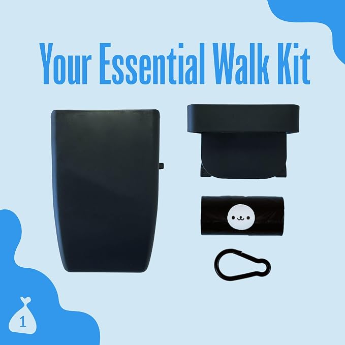 Loovipet® Carryit® Premium Patented Pet Waste Carrier, Locks in Odors, Carry Bagged Waste to Trash Can, Walk Hands-Free, Amazing Dog Poop Holder with Bag Dispenser, Belt Clip, Leash Clip (Dusk)