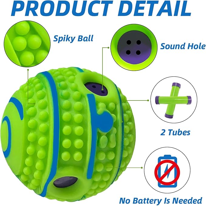 Spiky Interactive Dog Toys Ball, M, 3.46 in (8.8 cm) | Shaking with Gibbering Sound, Training, Teeth Cleaning, Herding, Straight