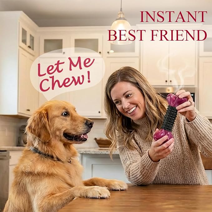 2-Pack Tough Dog Toys for Aggressive Chewers: Bacon Flavored Long Lasting Dog Bones for Large Dogs, Heavy Duty Nylon & Rubber Dog Chew Toys to Keep Them Busy, Medium & Large Breed, Black