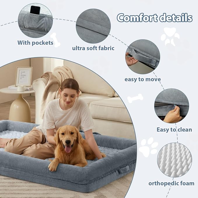 WNPETHOME Orthopedic Human Dog Bed for Adult - Large