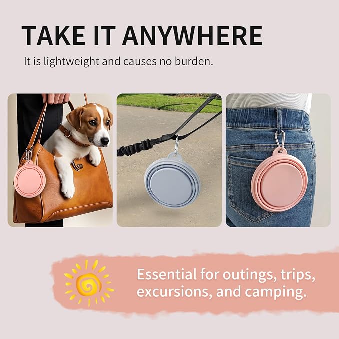 Collapsible Dog Bowls, 2 Pack, Macaron Pink & Blue