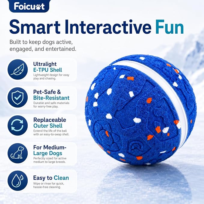 Interactive Dog Ball Toy, 3 Modes, LED, Sound & Vibration, USB-C | Durable E-TPU, Colorful LED Lights, Sound & Vibration, 50-Min USB-C Charging, Up to 3.5H Playtime, IP7 Water Resistance