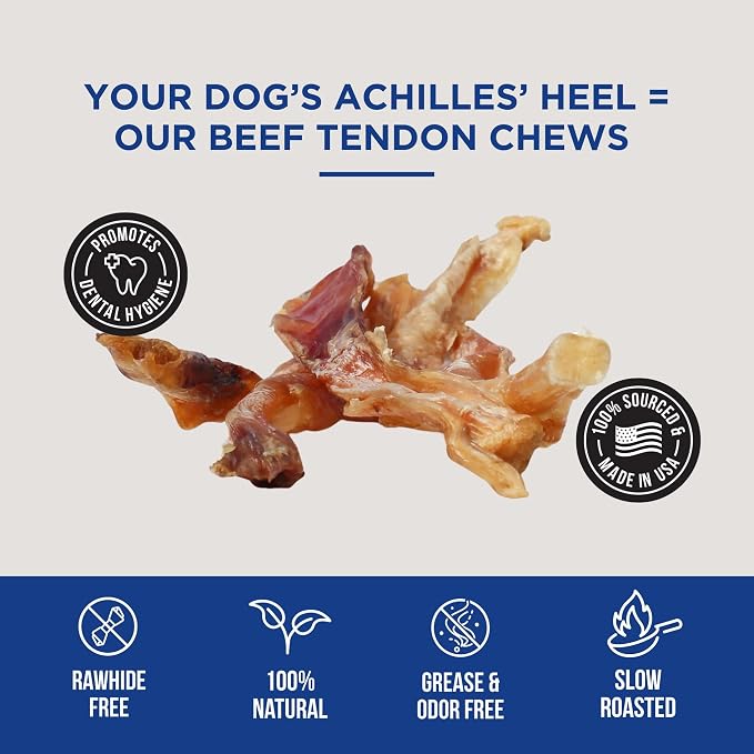 Natural Rapport Beef Tendon Chews, Single Ingredient, Long-Lasting, 10 Ct