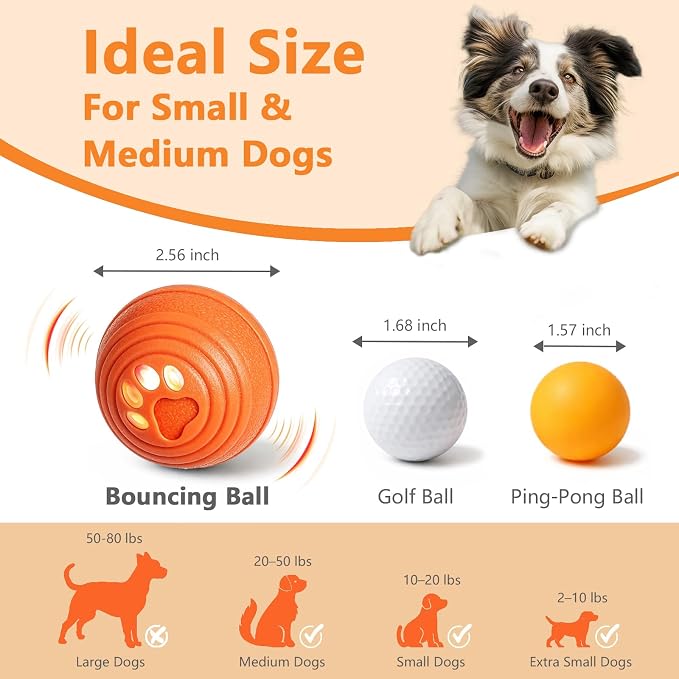 Automatic Interactive Dog Toys Ball with 4 Play Modes for Small Medium Dogs | Vibrating Dog Ball with 4 Play Modes, Moving & Bouncing Ball for Dogs, Smart Self Rolling Dog Toy for Small Medium Dogs