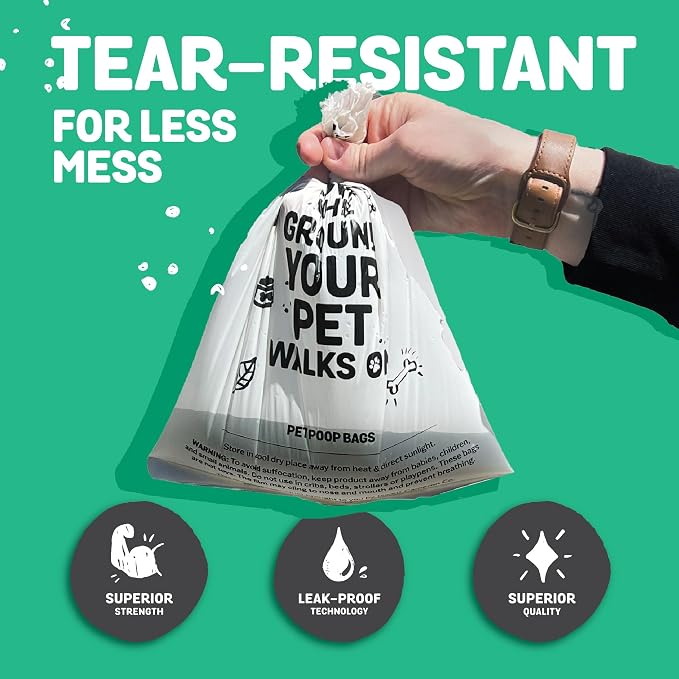 MyEcoWorld® Compostable Pet Poop Bags - Made with Corn and Other Certified Compostable Materials - 120 Bags - 8 Roll - Extra Strong - Leak Proof - Unscented - Easy to Open