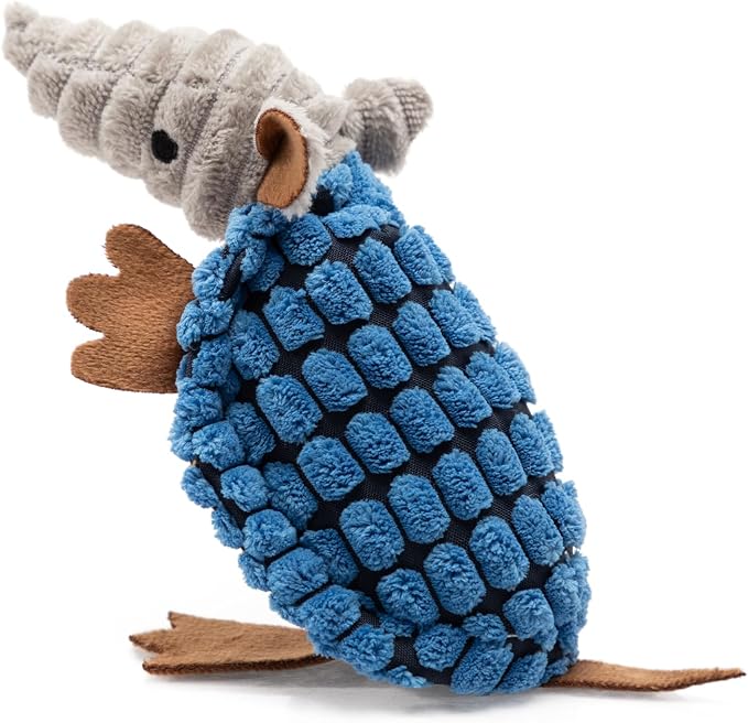 Hollypet Armadillo Squeaky Puppy Dog Toys for Small Medium Dogs, 6" | plush stuffed small dog squeak animal toy with unique grunt squeaker textured fabric for teeth cleaning toys