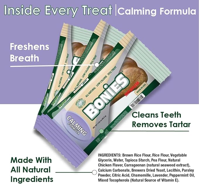 Bonies Natural Calming Formula Minis-Sized Bone, Chamomile, Chicken, MINI