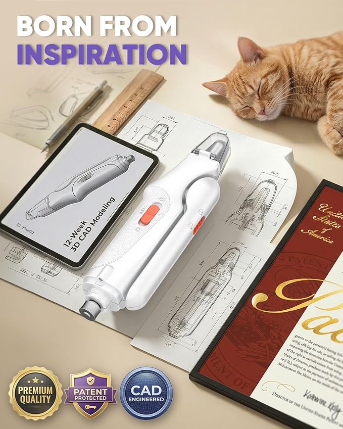CATPICK 2-in-1 Nail Clippers & Trimmer with 2 LED Lights, Safety Guard