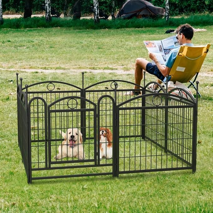 Dog Playpen 24in 8-Panel Metal Fence with Door