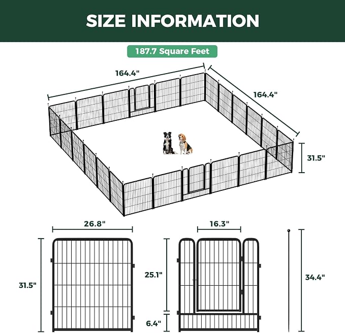 FXW Rollick Unleashed Dog Playpen, 32in, 24 Panels, Small/Medium, Black