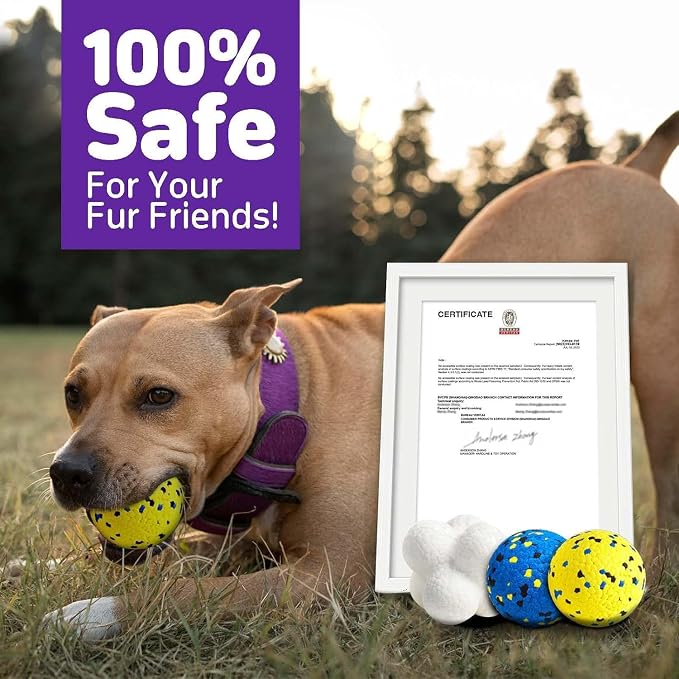 Kimee 3.9'' Dog Balls Tennis Balls Dog Toys for Aggressive Chewers 3 Balls | Indestructible Dog Toys Atom Dog Teething Chew Toys Balls Dog Water Balls Dog Fetch Toys for Large Medium Small Dogs Puppy