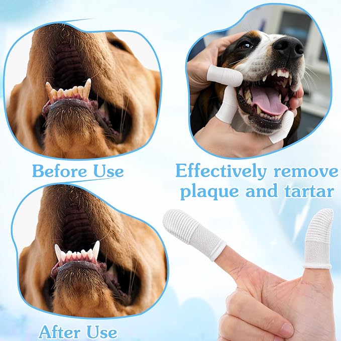 CIATBYYJ 30Pcs Dog Toothbrush Finger, Soft Fabric Finger Toothbrush for Dogs Cats, Washable & Reusable Cat Teeth Cleaning Wipes Toothbrushes Fingers Dental Wipes Care Remove Stain