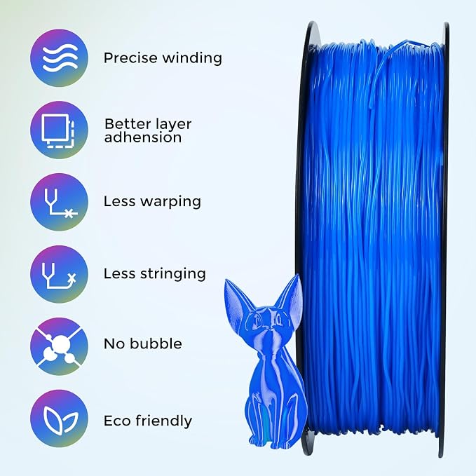 Comgrow TPU Filament 1.75, 3D Printing Filament, Flexible 3D Printer Filament, 95A Soft 3D Printing Filament fit Most 3D Printers Dimensional Accuracy +/- 0.02mm Filament TPU Blue 1kg (2.2lbs)