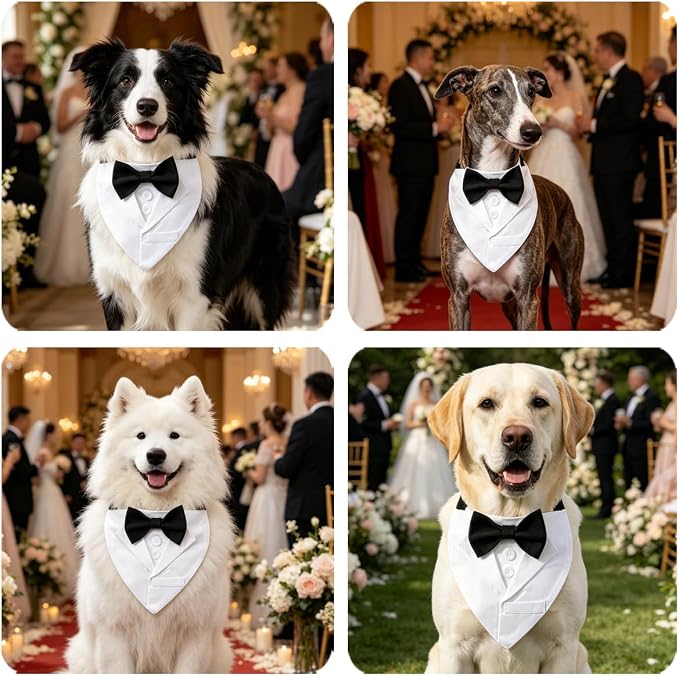 Dog Tuxedo Suit Wedding Collar, Medium, White