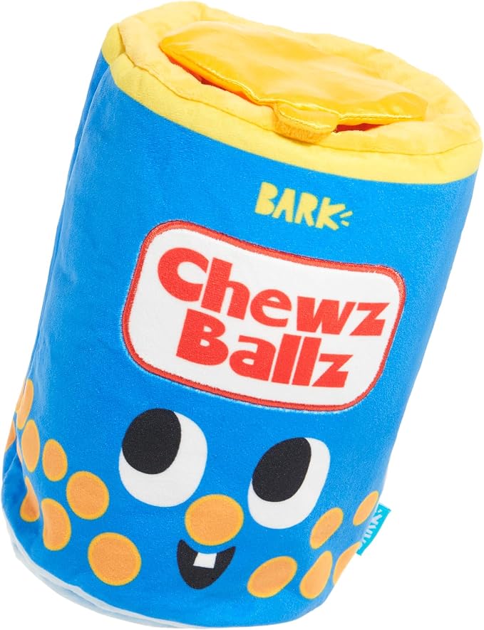 BarkBox Chewz Ballz Dog Toy - 3-in-1 - for Medium to Large Dogs | Plush Set with 2 Squeakers, Crinkle & Treat-Hiding Can