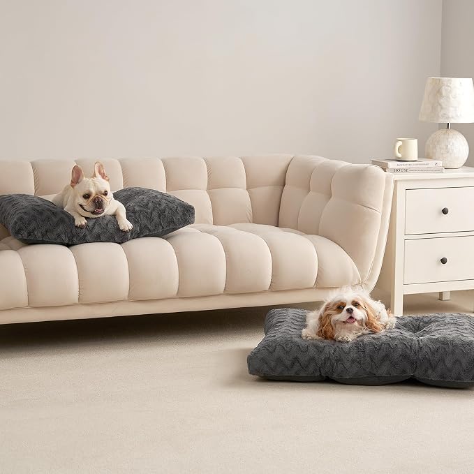 EHEYCIGA Washable Large Dog Bed for Crate, 35x23 Inch Pet Bed, Charcoal