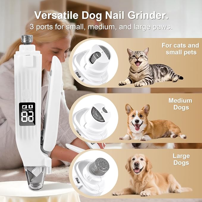 2-in-1 Dog Nail Clippers with Light & Grinder, USB Rechargeable