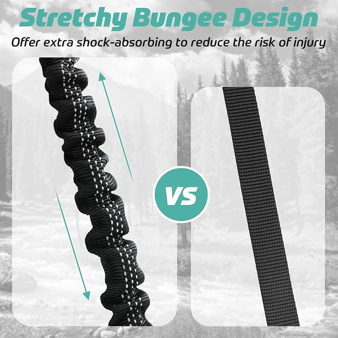 rabbitgoo Tactical Dog Leash, Heavy Duty Training Bungee Lead | Military Leash with 2 Padded Control Handles for Medium Large Dogs, No Pull for Shock Absorption, Reflective, Black, 5.2FT