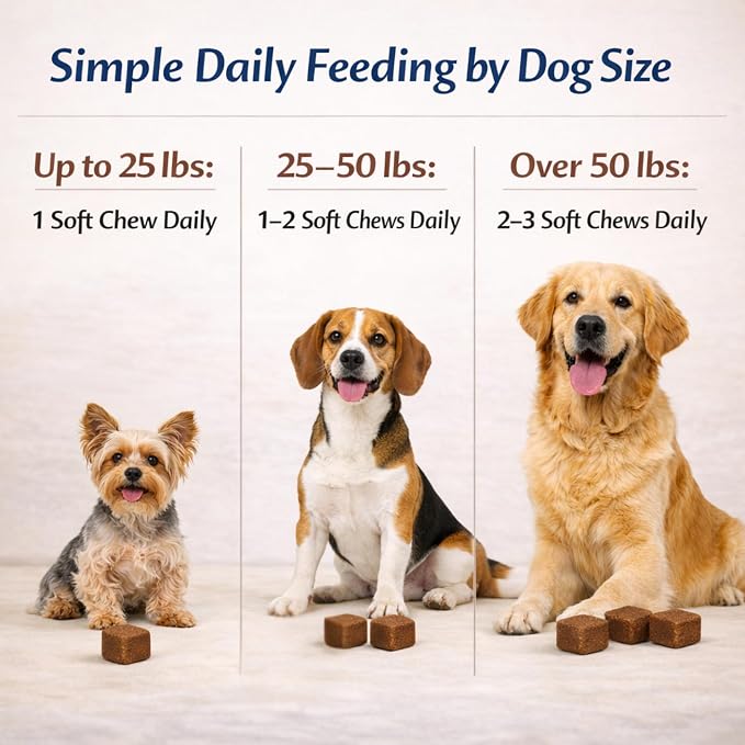 Skin & Coat Soft Chews for Dogs with Omega-3 Fish Oil (EPA & DHA), Biotin, Vitamins A & D3 - Approx. 60 Soft Chews - Made in the USA