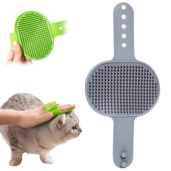 2026 new cat self-cleaning brush, silicone beauty belt pad, adjustable silicone cat comb brush, multifunctional cats comb massager suitable for furniture, sofas, and chair legs (Gray)