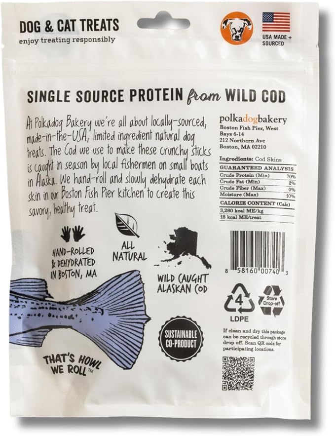 Polkadog Fish Skin Variety Dog Treats, Single Ingredient, Omega-3 Rich, 3Pk