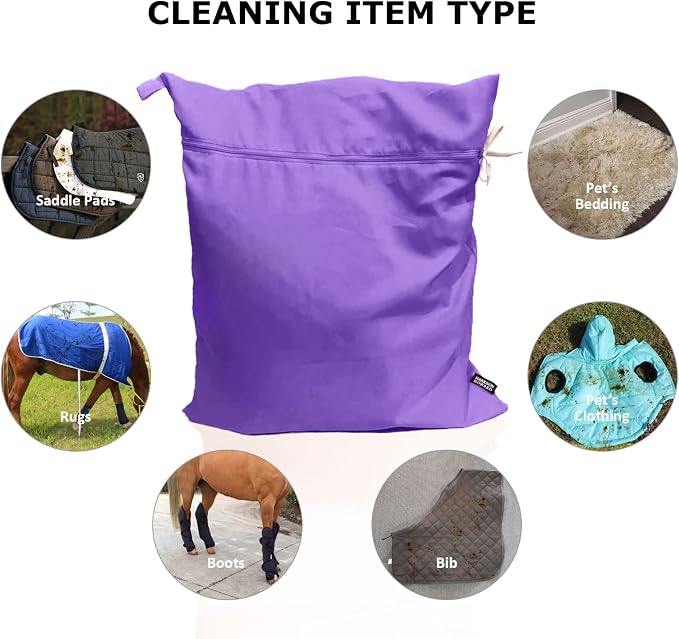 Pet Washing Bag Dog Cat Horse Hair Laundry Bag for Rug Sheet Boots Pets Laundry Helper by Harrison Howard Light Purple