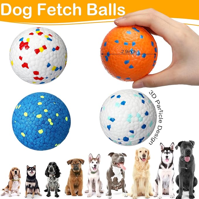 Jenaai Dog Tennis Balls, Indestructible Floating, 2.9in, 12-Pack, Novel Color